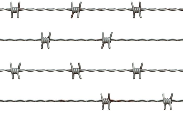Barbed wire, isolated on white background